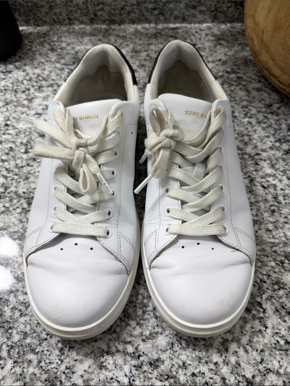 Tory Burch Women’s White and Blue Leather Sneakers